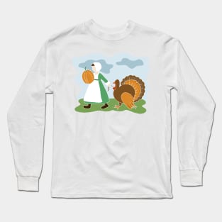 Thanksgiving Pilgrim and Turkey Long Sleeve T-Shirt